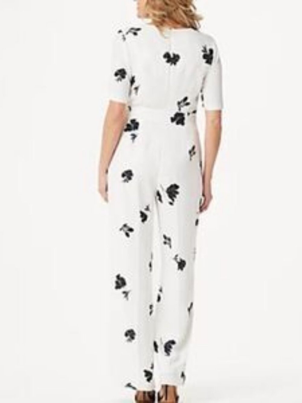 Vince Camuto Elbow-Sleeve Flower Printed Jumpsuit - Picture 2 of 5